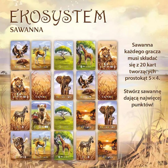 Board Game Ecosystem 3 Savannah for 1-6 Players 8+ Years Old (PL) Nasza Ksiegarnia
