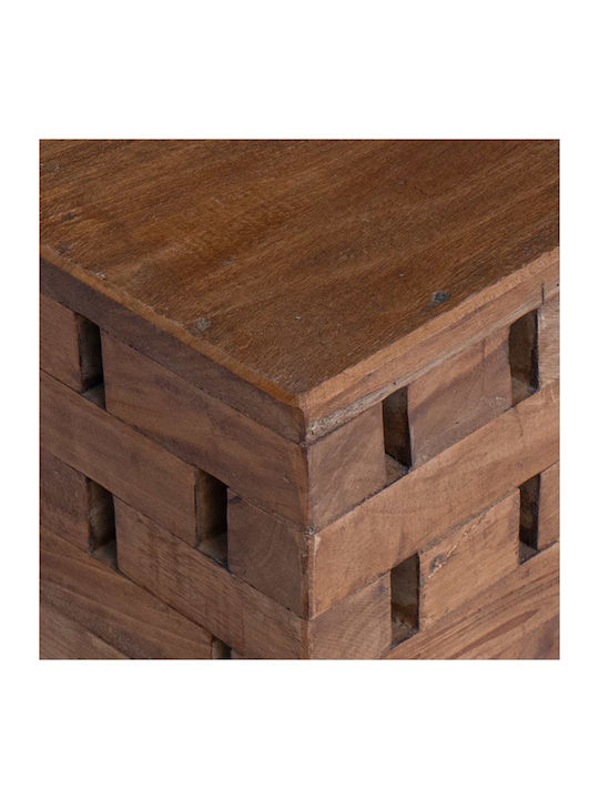 Square Side Table Made of Solid Wood Beige 29x29x48 cm
