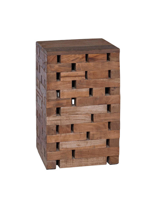 Square Side Table Made of Solid Wood Beige 29x29x48 cm