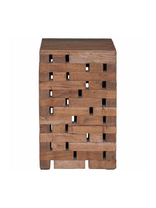 Square Side Table Made of Solid Wood Beige 29x29x48 cm