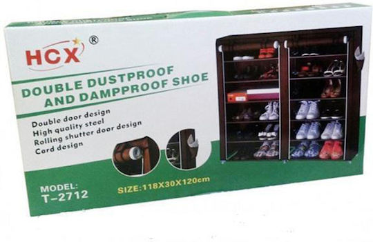 Suport pentru pantofi cu 12 Rafturi Cafea L118xW30xH120cm