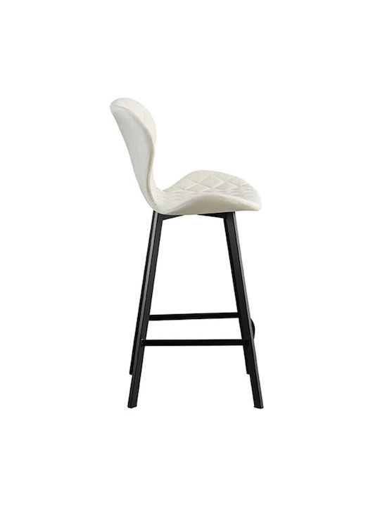 Stool Bar with Backrest Upholstered with Fabric Martin Beige 2pcs 46.5x48.5x105cm