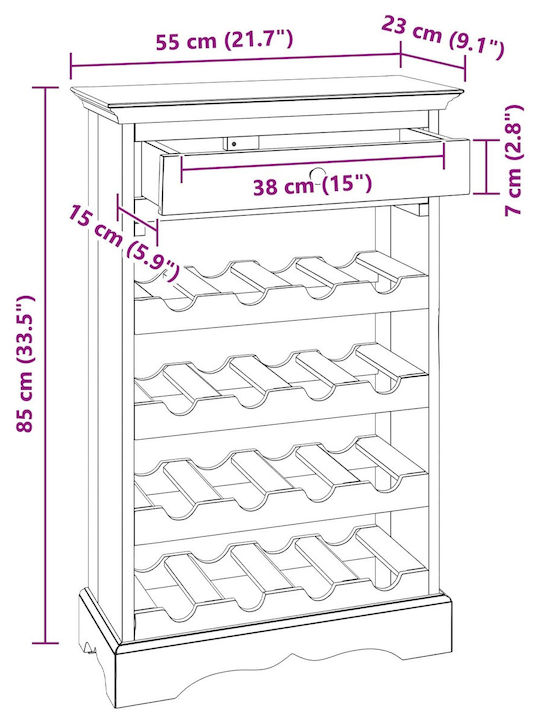 vidaXL Επιδαπέδια Κάβα Ποτών Καφέ 55x23x85εκ.