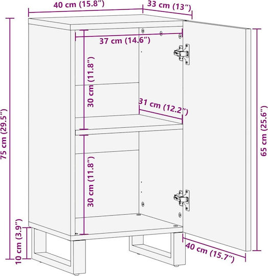 Cabinet de depozitare din lemn masiv L40xW33xH75buc
