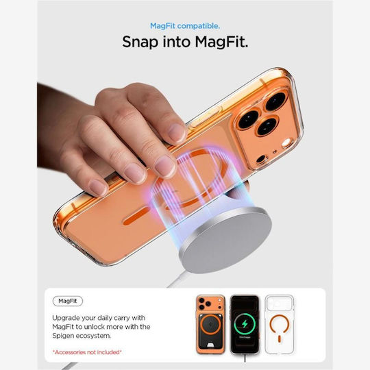 Spigen Ultra Hybrid MagFit Rückseite Umschlag Silikon / Kunststoff 2mm Transparent Orange (iPhone 17 Pro Max)