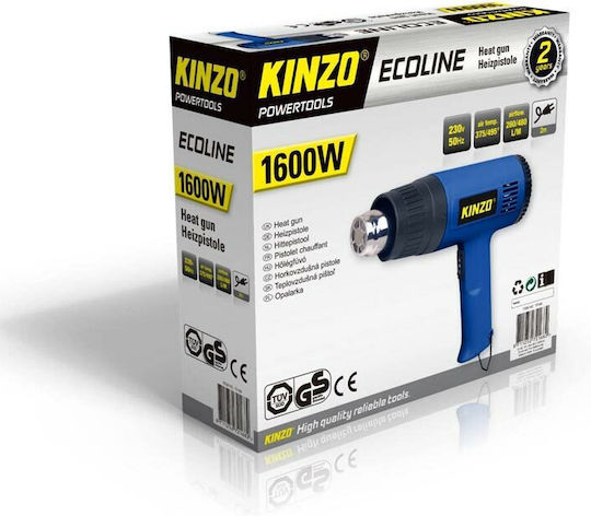 Kinzo 18228 Πιστόλι Θερμού Αέρα 2000W με Ρύθμιση Θερμοκρασίας εως και 495°C