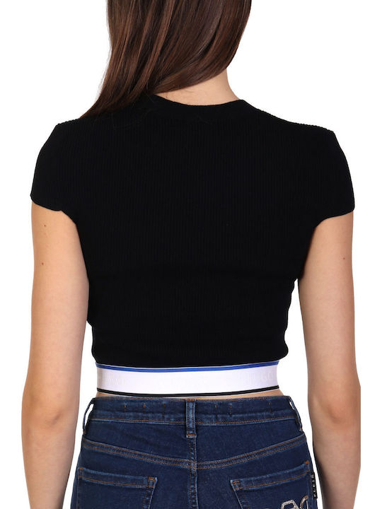 Women's Crop Top Short Sleeve Black
