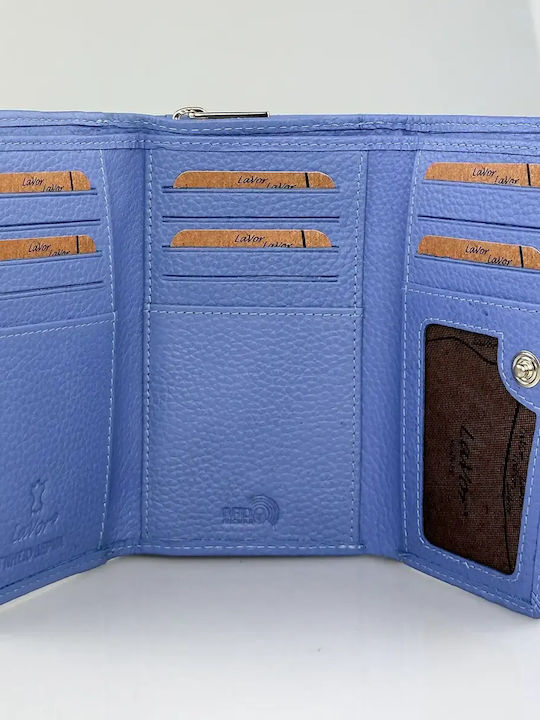 Large Leather Women's Wallet Classic with RFID Light Blue