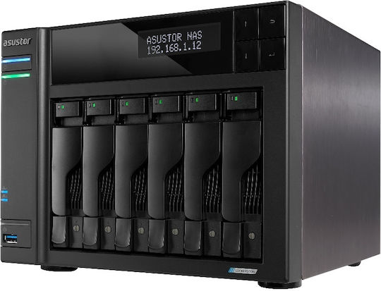 Asustor Lockerstor 6 Gen2 (AS6706T) NAS Tower με 6 θέσεις για HDD/M.2/SSD και 2 θύρες Ethernet