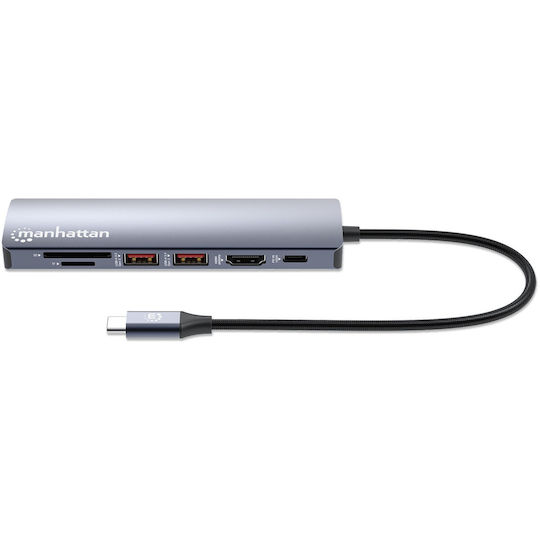 Manhattan USB-C Docking Station with HDMI 4K PD Ethernet Gray (153966)