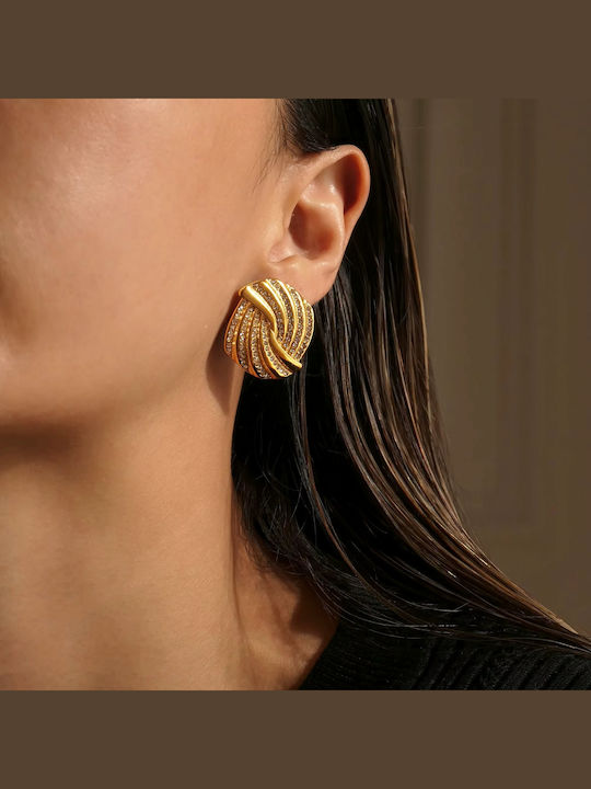 Enotia Earrings made of Steel Gold Plated with Stones Enotia Earrings made of Steel Gold Plated with Stones