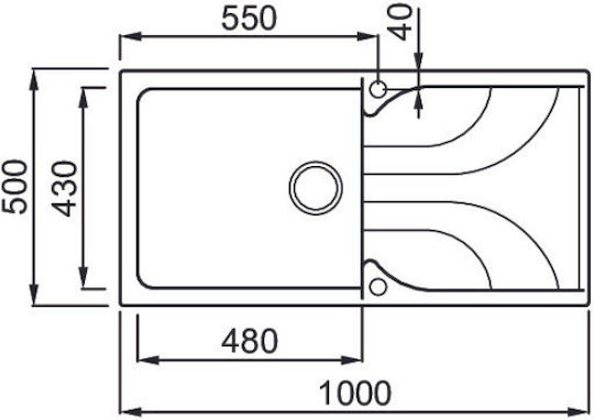 Elleci Ego 480 Granitek LGE48051 Drop-In Sink Synthetic Granite W100xD50cm Avena