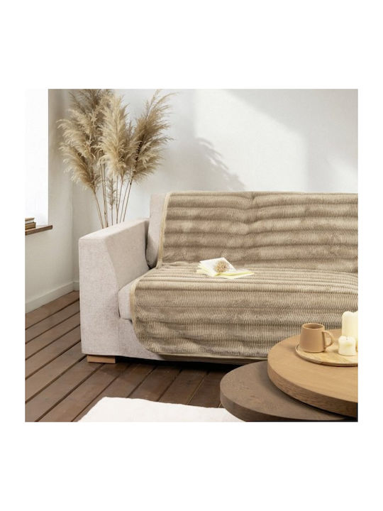 Nima Lunetta Ριχτάρι Τριθέσιου Καναπέ Γούνινο 180x300εκ. Beige