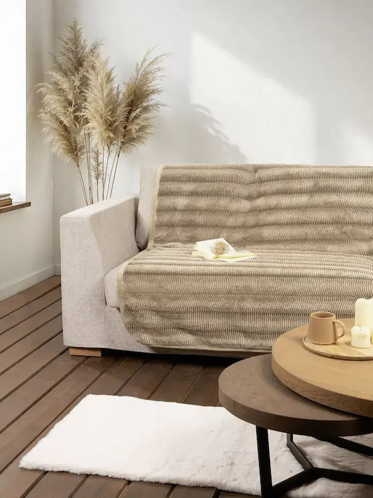 Nima Lunetta Ριχτάρι Τριθέσιου Καναπέ Γούνινο 180x300εκ. Beige