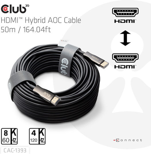 Club3D HDMI 2.1 Ultra High Speed 48Gbps 4K 120Hz HDR VRR Cable HDMI Male - HDMI Male 50m Black