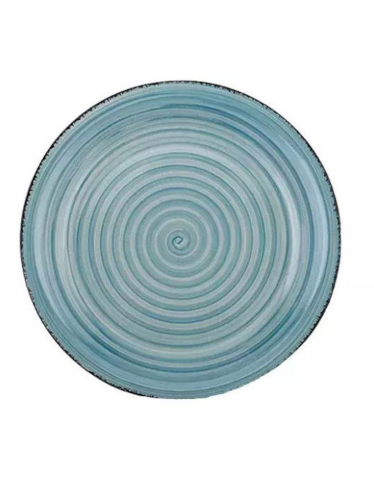 Nava Lines Faded Blue Plate Desert Ceramic Green with Diameter 19.5cm 6pcs