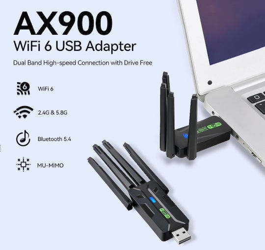 729630173220 USB Netzwerkadapter mit Drahtloser Verbindung Wi-Fi 900Mbps und Abnehmbarer Antenne