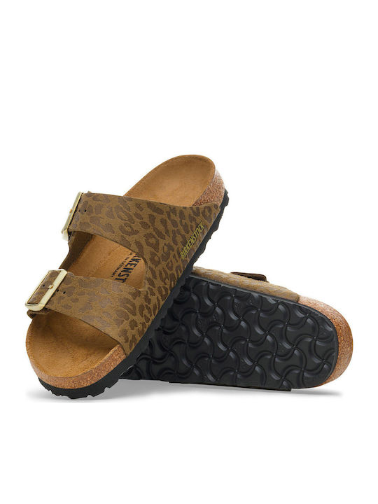 Damen Anatomisch Flache Sandalen Braune Regelmäßige Passform