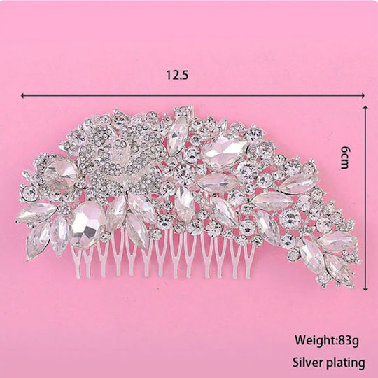 Bridal Hair Comb Crystals Silver Serene