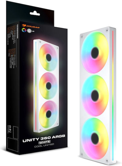 Cougar Unity 360 Case Fan 2500rpm 78.2cfm with ARGB Lighting and 3-Pin 4-Pin PWM Connection White