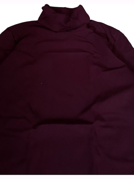 Langärmelig Maroon Damen T-Shirt Rollkragen