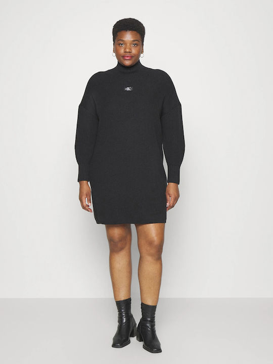 Mini Dress Turtleneck Black