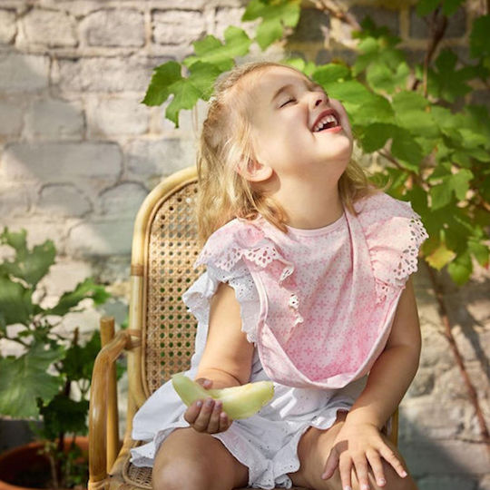 Elodie Details Bib Fabric with Hoop & Loop Fastener & Pocket Pink for 5 m+