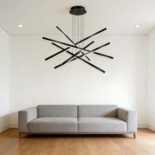 Verstellbar Hängelampe Schwarz 60x60cm.