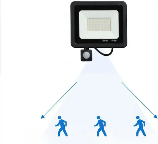 Verk Group Proiector Led Etanș 20W Alb Rece 6000K Cu Senzor De Mișcare Și Fotocelul IP66