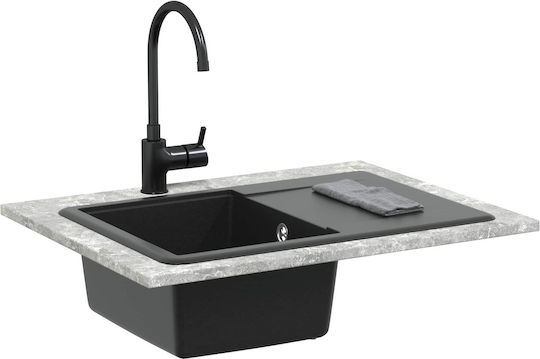 vidaXL Drop-In Küchenspüle aus Flüssigem Granit M67xP46cm Schwarze