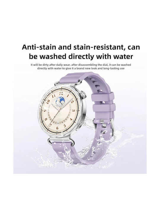 Monochrome Silicone Strap Huawei Watch Gt 6 41mm Gt 5 41mm Gt 4 41mm Silver Buckle White