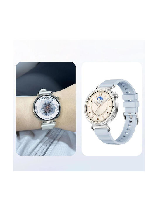 Monochrome Silicone Strap Huawei Watch GT 6 41mm GT 5 41mm GT 4 41mm Silver Buckle Black