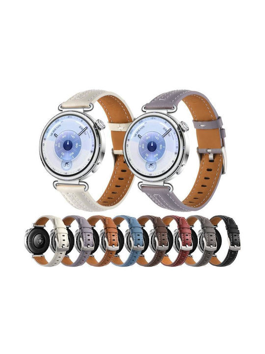 Silver Leather Bracelet Huawei Watch GT 6 41mm GT 5 41mm GT 4 41mm Grey