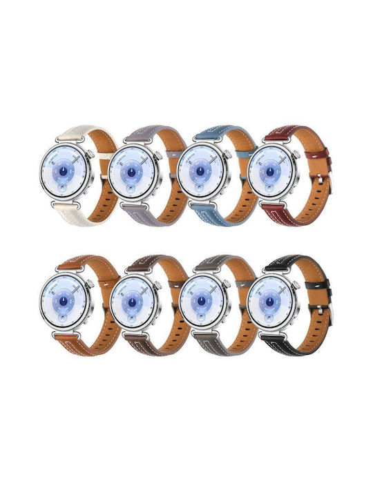 Silver Leather Bracelet Huawei Watch GT 6 41mm GT 5 41mm GT 4 41mm Red