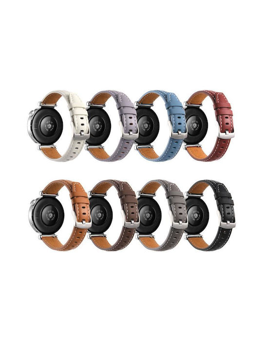 Silver Leather Bracelet Huawei Watch GT 6 41mm GT 5 41mm GT 4 41mm Red