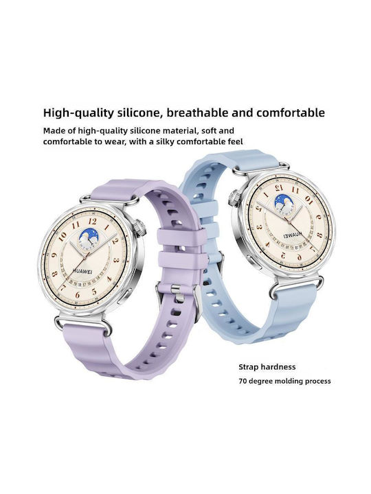 Silver Buckle Monochrome Silicone Strap Huawei Watch GT 6 41mm GT 5 41mm GT 4 41mm Black