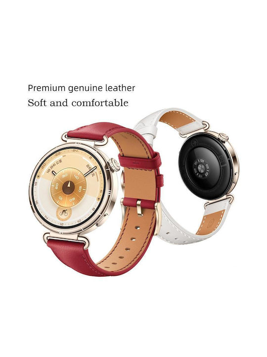 Soft Leather Watch Strap Silver Buckle Huawei Watch GT 6 41mm GT 5 41mm GT 4 41mm Brown