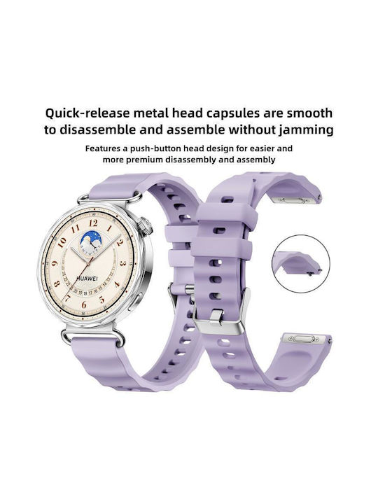 Silver Buckle Monochrome Silicone Strap Huawei Watch GT 6 41mm GT 5 41mm GT 4 41mm Black