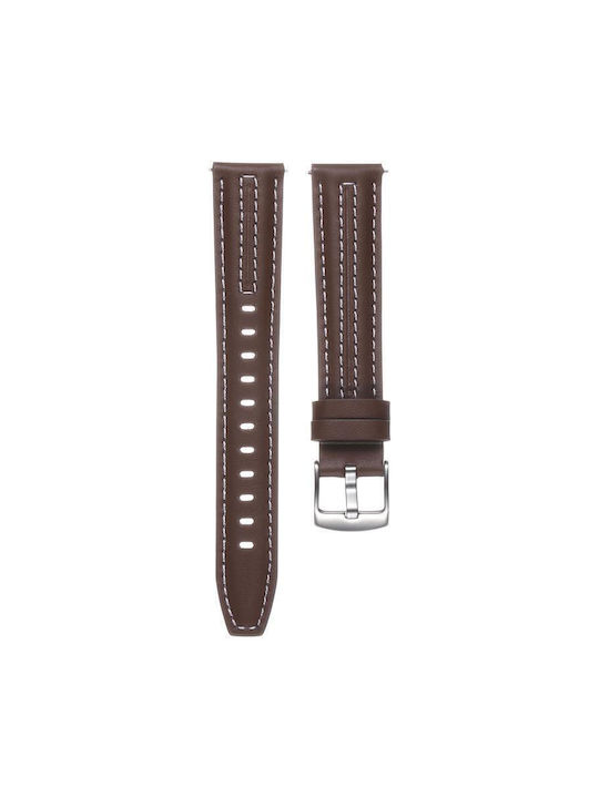 Silver Leather Bracelet Huawei Watch GT 6 41mm GT 5 41mm GT 4 41mm Dark Brown