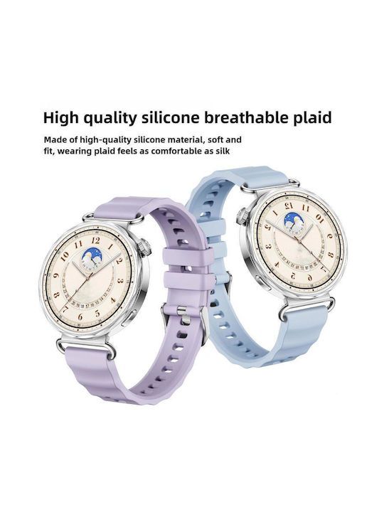 Monochrome Silicone Strap Huawei Watch GT 6 41mm GT 5 41mm GT 4 41mm Silver Buckle Official Blue
