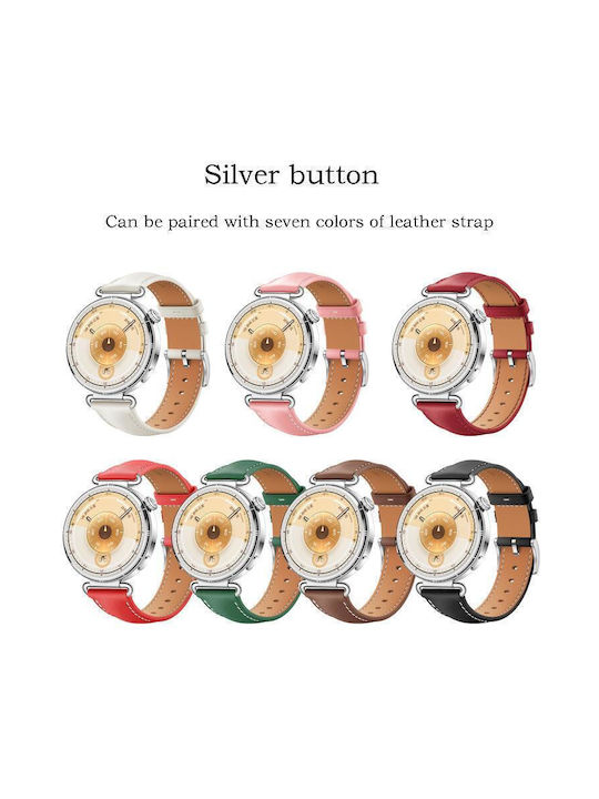 Soft Leather Watch Strap Silver Buckle Huawei Watch Gt 6 41mm Gt 5 41mm Gt 4 41mm Red