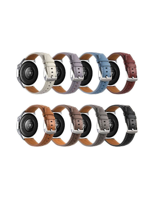 Silbernes Lederarmband Huawei Watch Gt 6 46mm Dunkelbraun