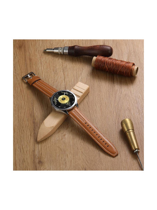 Silbernes Lederarmband Huawei Watch Gt 6 46mm Dunkelbraun