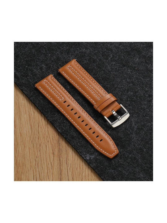 Silbernes Lederarmband Huawei Watch Gt 6 46mm Dunkelbraun