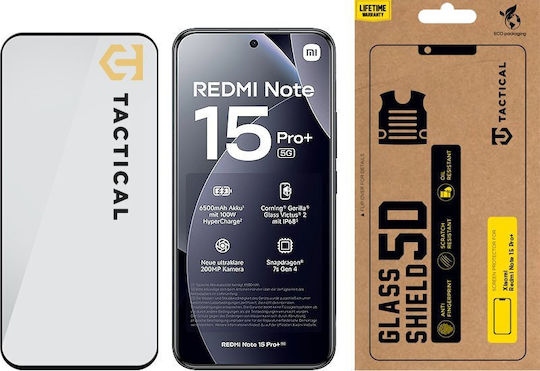 Tactical 5D 0.33mm Tempered Glass Μαύρο (Redmi Note 15 Pro+ / Poco M8 Pro)
