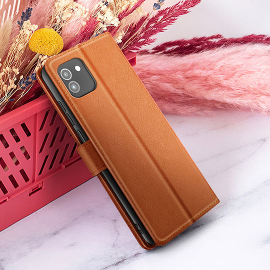 Zanaé Wallet Case Galaxy A03 Stand Function Magnetic Flap Brown
