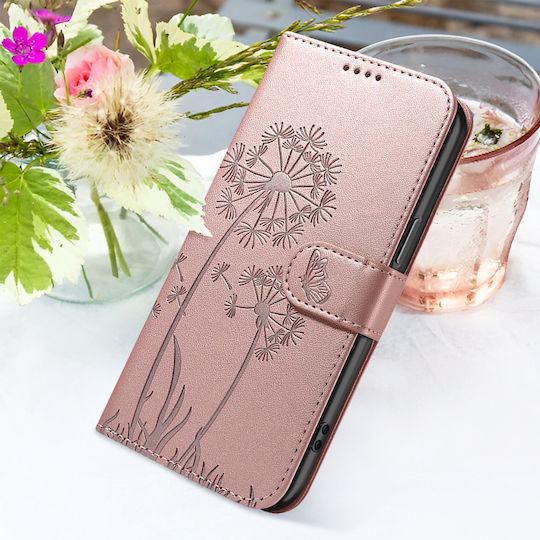 Zanaé Brieftasche Hülle iPhone 12 12 Pro Premium Design Blumen Schmetterling Rose Gold