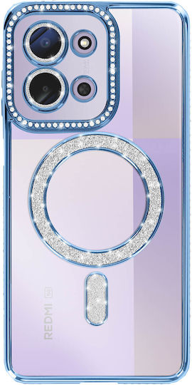 Avizar Case Redmi 15c Compatible Magsafe Rhinestone Border Blue