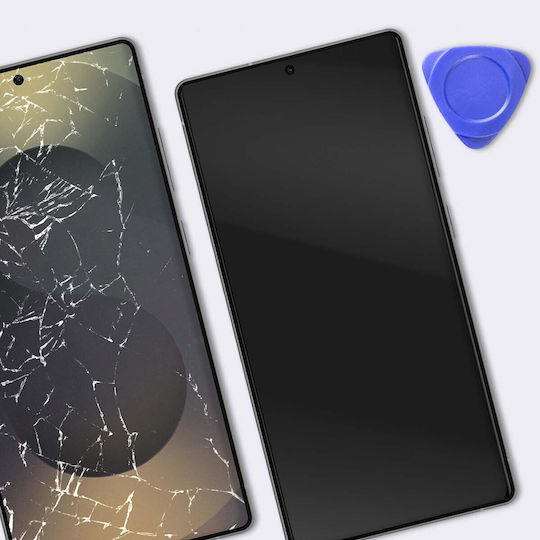 Clappio Ecran Complet Galaxy S25 Ultra Panou Oled + Sticlă Tactilă + Ramă Argintie