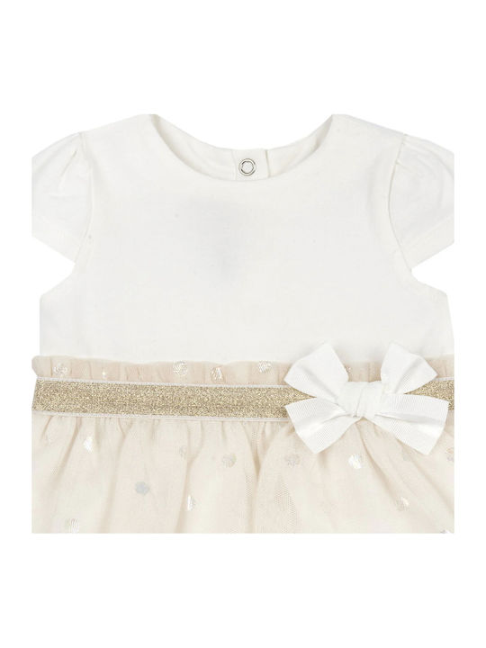 Children's Dress Tulle Polka Dot Ecru
